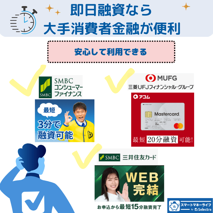即日融資なら消費者金融が便利