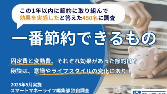一番節約できるものは？│固定費と変動費、それぞれ効果があった節約は？節約がうまくいった450名に調査・秘訣は意識やライフスタイルの変化にあり！